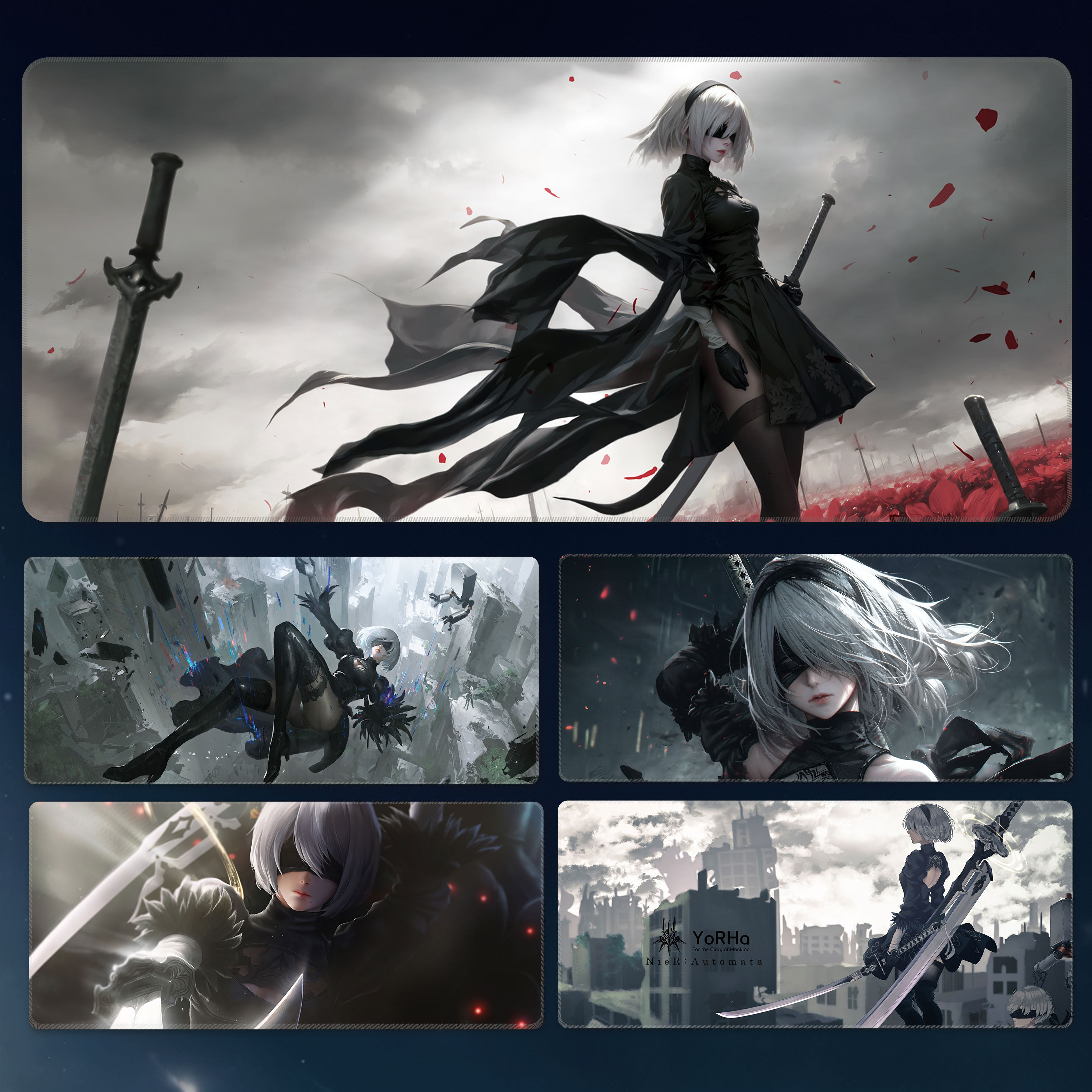 鼠标垫超大尼尔机械纪元桌垫电竞游戏键盘垫子男生动漫家用滑鼠垫