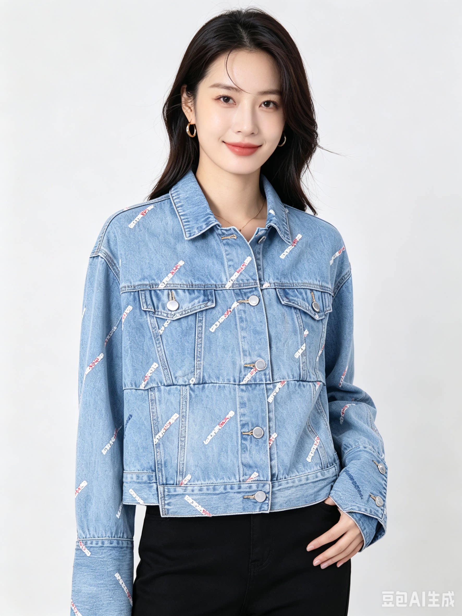 秋季街头风渐变牛仔短外套女