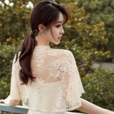 Кружевная накидка, плащ, куртка, ципао, черное платье, защита от солнца, цвета шампанского