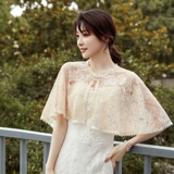 Кружевная накидка, плащ, куртка, ципао, черное платье, защита от солнца, цвета шампанского