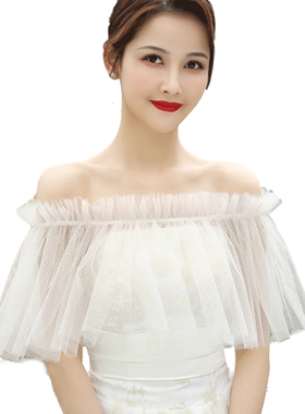香槟色披肩纱婚纱礼服结婚遮手臂