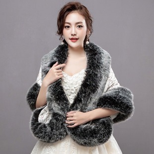 新娘披肩冬结婚纱毛披肩外套新款旗袍敬酒服外搭保暖加厚晚装披肩