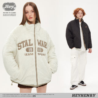 HeyHenry 双面穿加厚加绒立领情侣休闲外套美式小众棉服上衣男女