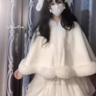 新款披肩斗篷保暖礼服婚纱外搭加绒秋季加厚冬天婚礼新娘毛领外套