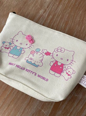 日本HelloKitty 文具收纳包帆布日单收纳袋学生零钱包可爱化妆包