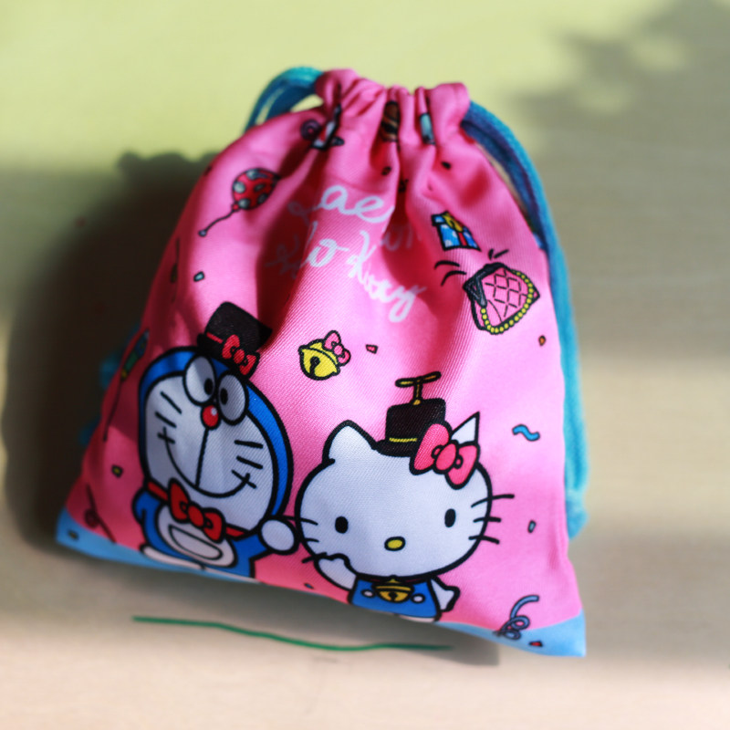 包邮日单卡通HolleKitty凯蒂猫手机钥匙零钱化妆包收纳抽绳束口袋