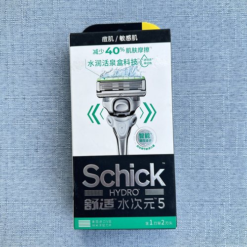 Schick舒适HYDRO水次元5手动剃须刮胡刀5层进口刀片痘肌敏感调压