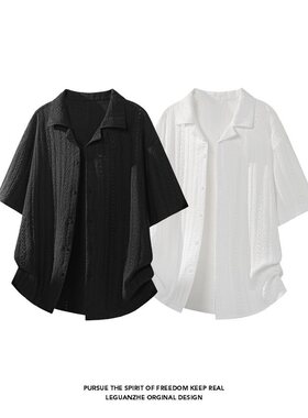 2025夏季新款港风白底大码个性短袖衬衫M-5X-特P30-控