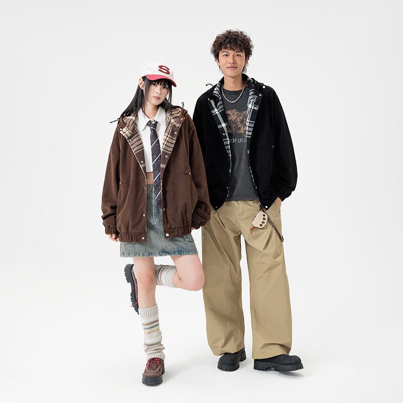 春秋季新情侣款灯芯绒夹克外套复古时尚夹克外套