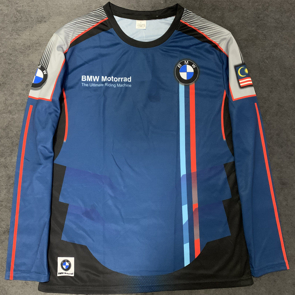 欧美原单moto赛车T恤摩托车骑行长袖速干衣 赛道工作服骑士文化衫