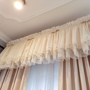 卡汀定制法式洛可可风格美式田园粉色高经密裙摆公主风卧室窗帘