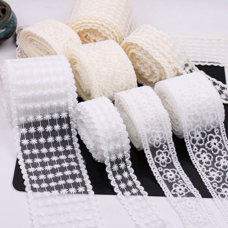 网红牛奶丝刺绣蕾丝花边棉花边