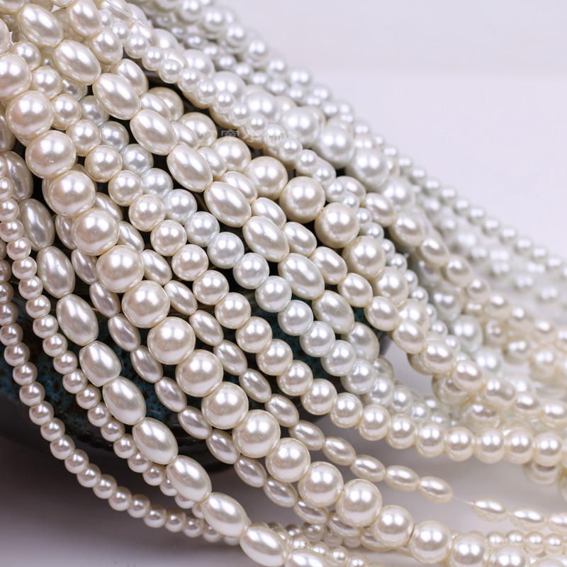 古风米白色穿孔仿珍珠饰品配件