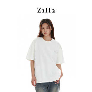 Z1H2 T恤女重磅拉链设计宽松街头潮牌上衣ST426 半袖 24SS春夏新品