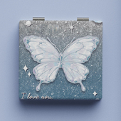 ins公主风化妆镜手持迷你小镜子便携式 随身折叠镜学生用双面镜子