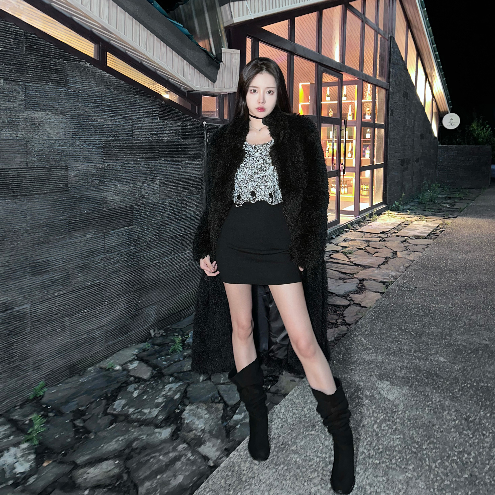 仿羊羔毛外套中长款宽松毛绒外套