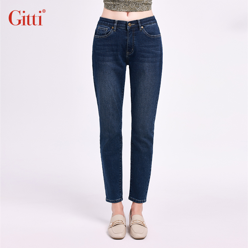 Gitti/吉蒂中裤磨白抓纹加绒