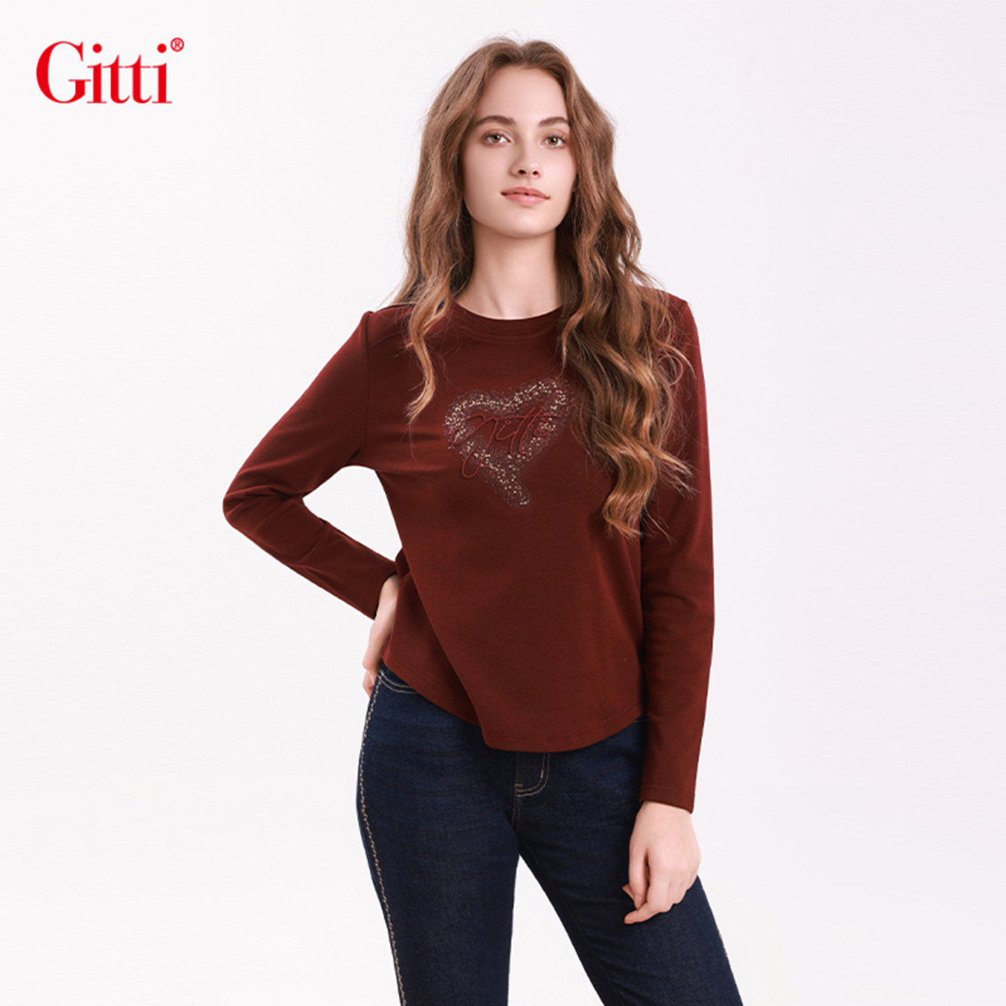 Gitti/吉蒂手工爱心珠片刺绣上衣女棉舒适减龄圆领T恤G255523,女装/女士精品,T恤,淘宝优惠券,粉丝福利购,淘宝优惠卷