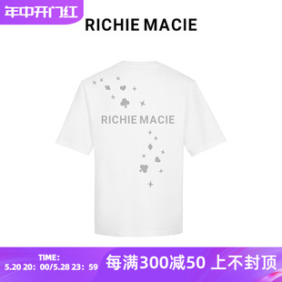 Macie几何图案字母印花反光短袖 官方授权 Richie T恤情侣原创