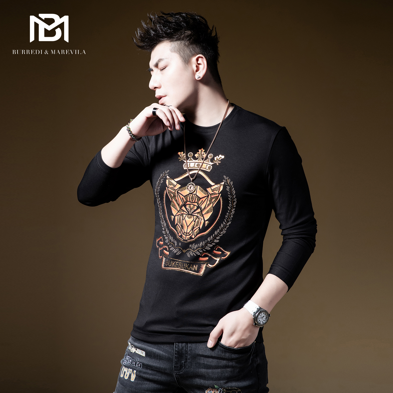 bm亮面机甲印花欧美式ins潮卫衣