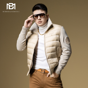 潮流针织拼接袖 2024新款 外套90白鸭绒 高端轻薄羽绒服男冬季 BM男士