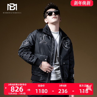 BM欧洲站男装 外套上衣 高级感炸街潮牌豹子烫钻轻薄羽绒服男冬季