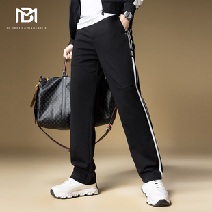 高街条纹男裤 夏薄款 子百搭潮流帅气休闲裤 直筒卫裤 2025新款 BM美式