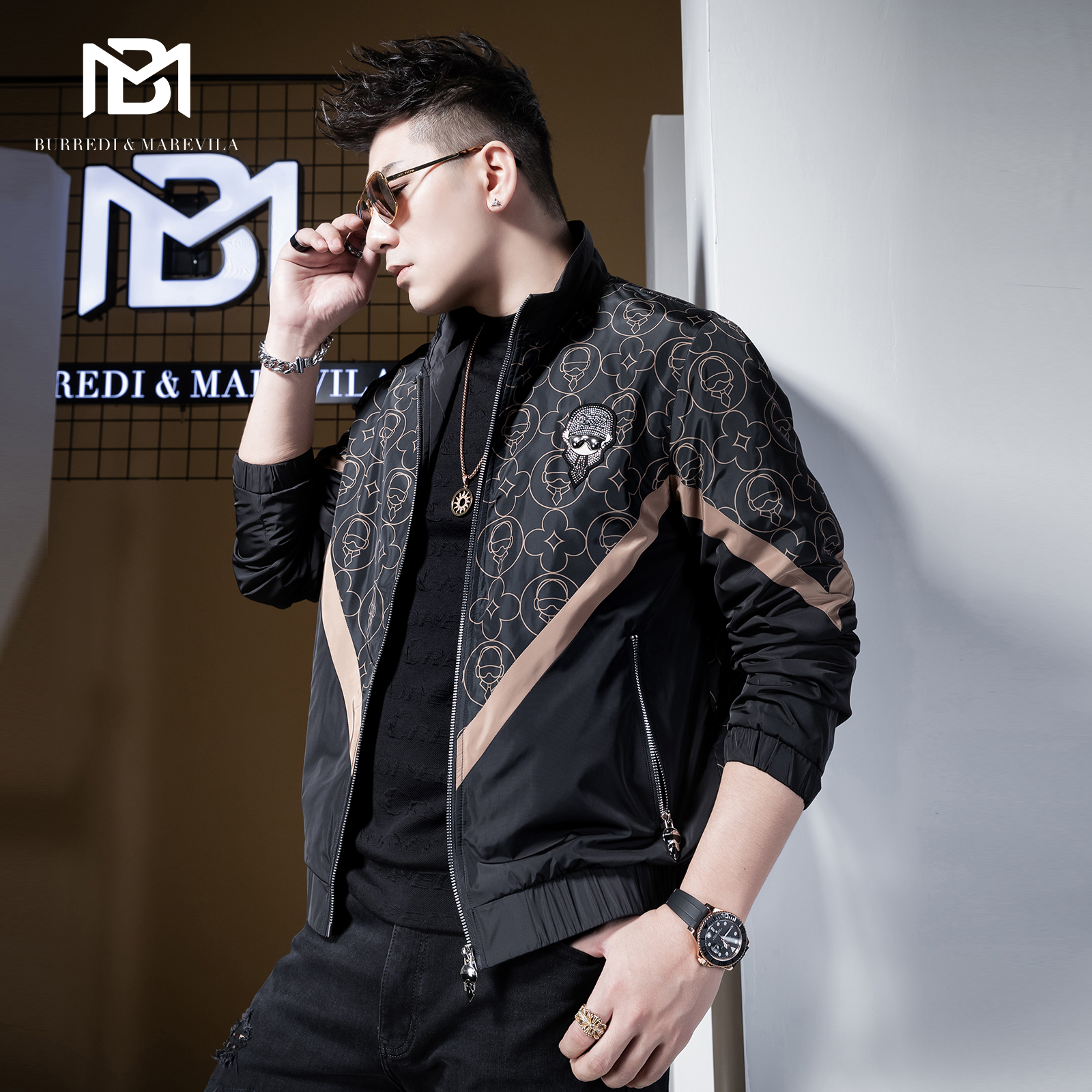 设计感小众新款潮烫钻教练夹克