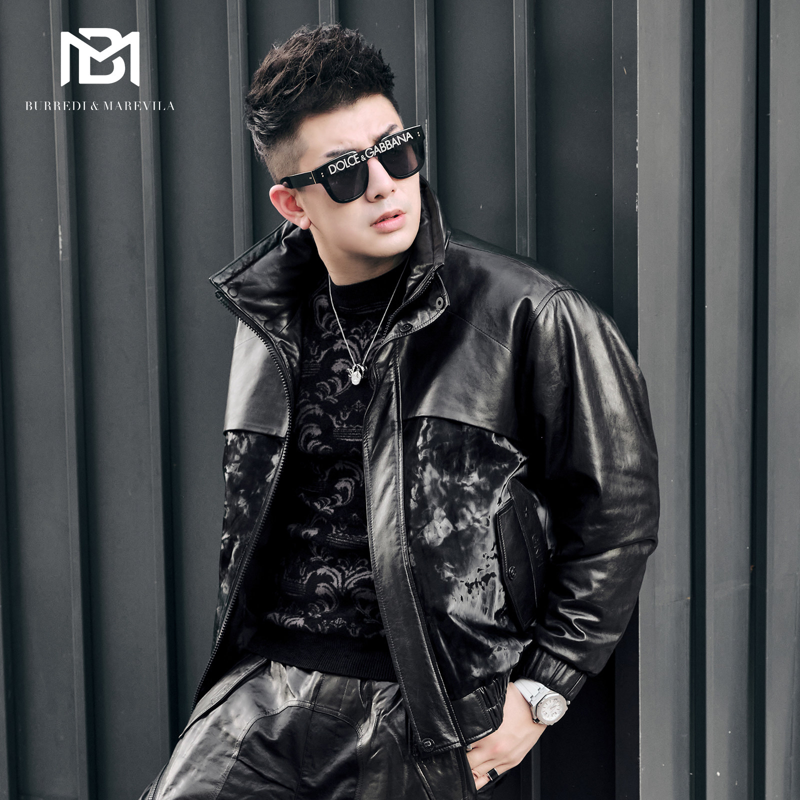 BM潮流帅气机车皮衣男真皮夹克秋冬季加厚外套男士羽绒服2021新款