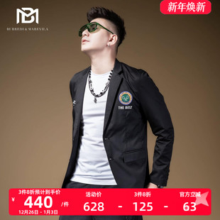 单西服 潮流港风复古休闲轻薄款 BM雅痞帅高级感炸街西装 外套男韩版