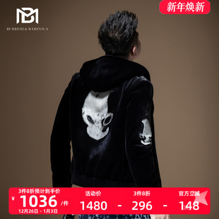 BM欧货潮牌外星人图案夹克大衣男金貂绒外套男士 大衣加厚保暖 冬季