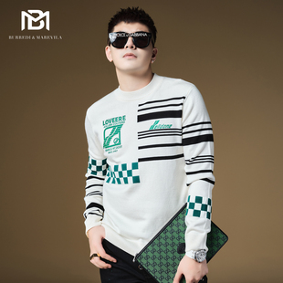 2022秋冬新款 BM欧美高街条纹毛衣潮牌男装 羊毛衫 男士 高级感针织衫