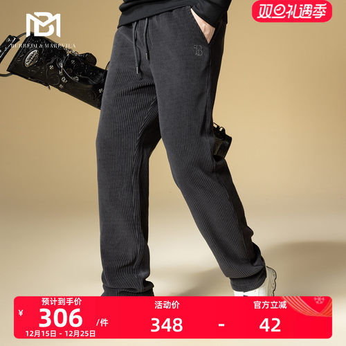 BM灯芯绒裤子男潮牌高级感字母刺绣直筒男士休闲裤2025新款秋冬季