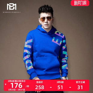 BM男士 潮流字母镭射反光炸街卫衣男连帽ins潮牌港风 外套2020新款