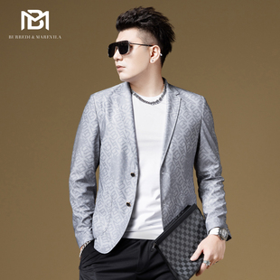 2023新款 男便单西外套潮流休闲西服男装 BM字母印花高级感炸街西装