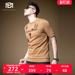 2021新款 BM欧货徽章刺绣短袖 秋季 高端打底衫 卫衣男潮ins潮牌男士