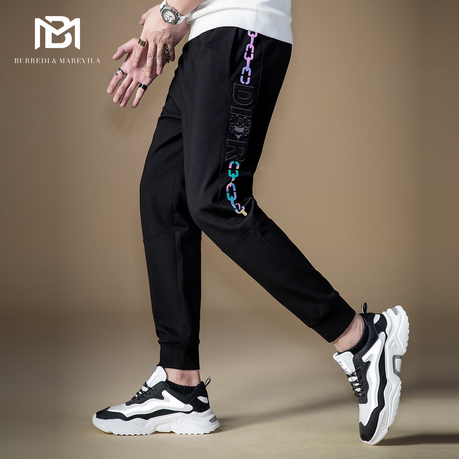 BM新款INS潮流百搭反光欧美裤子