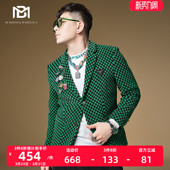 西服冬季 休闲男士 外套男2022新款 BM格子潮牌欧洲站高级感痞帅西装
