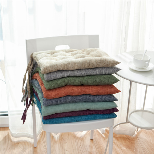 简约北欧纯色亚麻冬季防滑餐椅垫