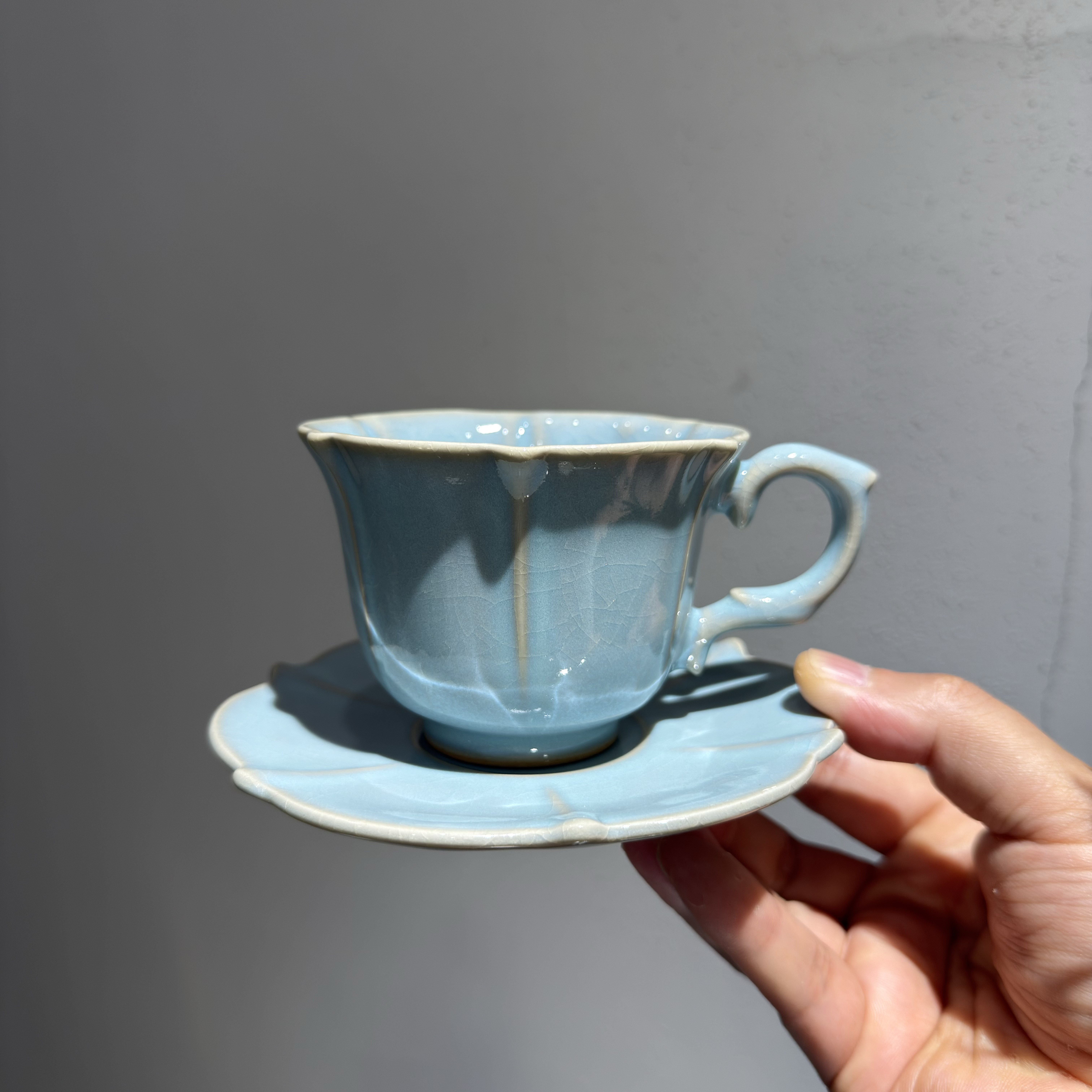 汝窑咖啡杯主人杯开片可养陶瓷办公杯复古个人水杯礼盒装伴手礼品