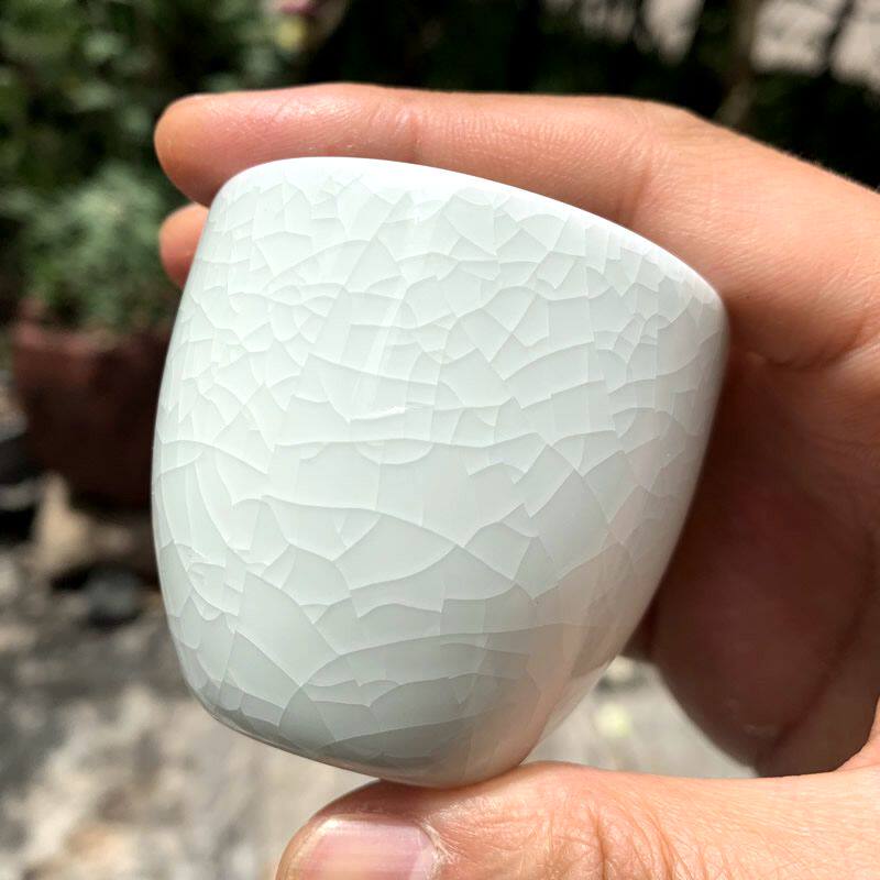 匠心手作 真品汝瓷汝窑釉主人杯茶杯陶瓷 品茗杯可养开片创意茶具