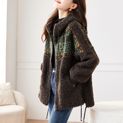 春秋中长款摇粒绒外套女2025新款秋冬洋气宽松休闲连帽颗粒绒开衫