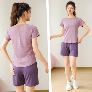 速干跑步运动套装女短裤健身服专业晨跑衣训练瑜伽服短袖打球爬山