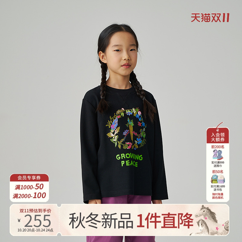 2025春新款儿童上衣圆领印花长袖