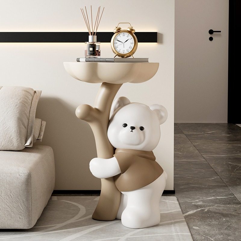 小熊客厅沙发旁装饰品摆件大件落地轻奢高端大气上档次捧花熊边几,家居饰品,装饰摆件,淘宝优惠券,粉丝福利购,淘宝优惠卷