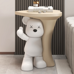 暴力熊客厅落地摆件小熊茶几沙发边几置物架创意可爱床头柜替代品