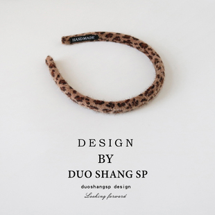 洋气复古毛绒豹纹发箍女秋冬美拉德高级感细边压发卡外戴新款头箍