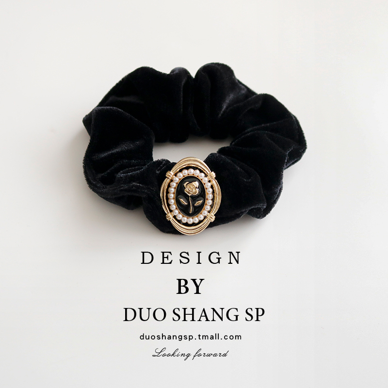 朵尚发绳丝绒法式玫瑰花大肠发圈