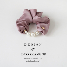 法式珍珠大肠发圈头绳女名媛风皮筋高级感头花气质绑马尾缎面发绳