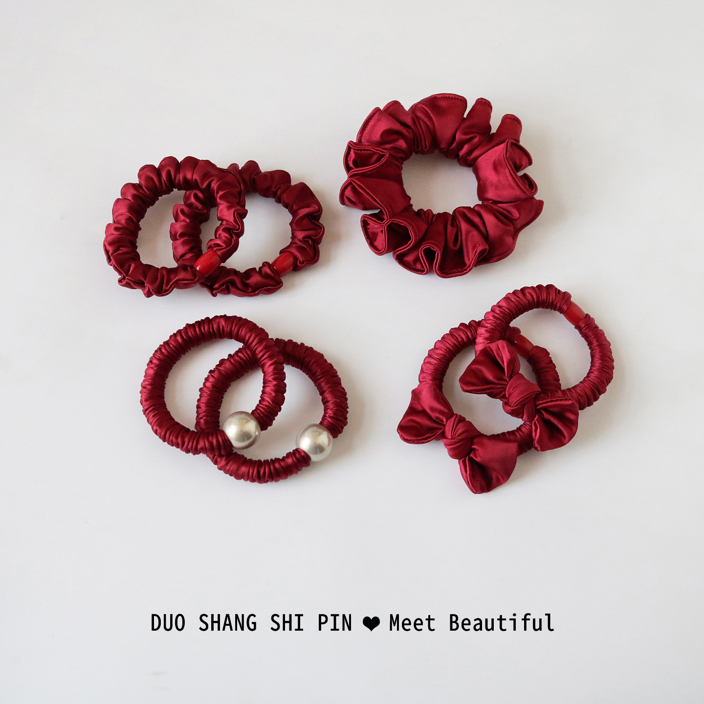 新年红喜庆缎面小肠发圈女本命年